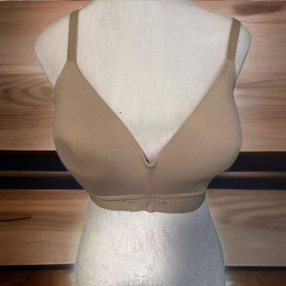 Victoria's Secret PINK Wear Everywhere Wireless Bra Women 36DD Tan Beige Comfort